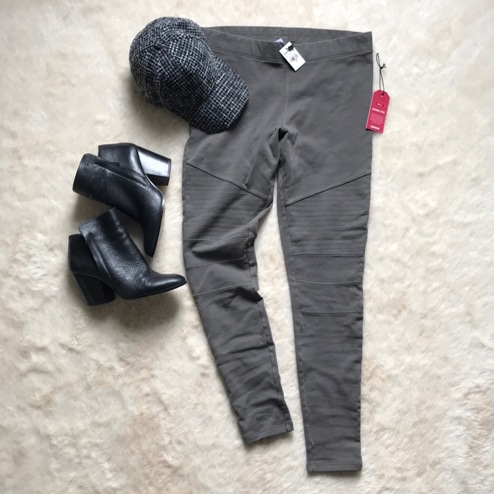 Grey Stretch Moto Leggings